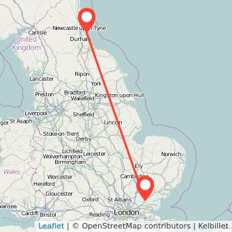 Sunderland Chelmsford train map