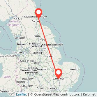 Sunderland Cambridge train map