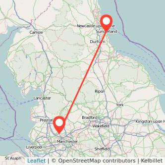 Sunderland Bolton train map