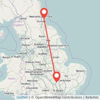 Sunderland Bedford train map