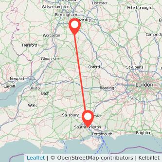 Stratford-upon-Avon Southampton train map