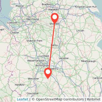 Stratford-upon-Avon Sheffield train map