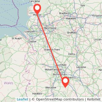 Stratford-upon-Avon Preston bus map