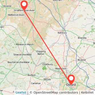 Stratford-upon-Avon Oxford bus map