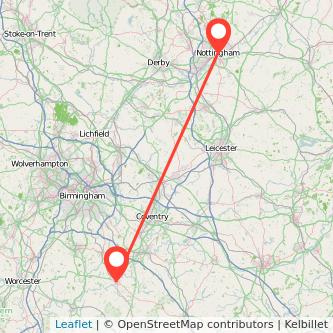 Stratford-upon-Avon Nottingham train map