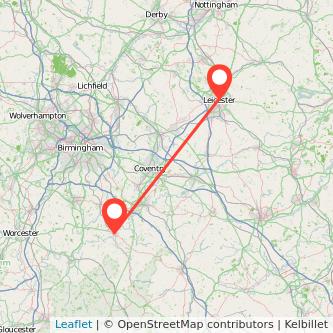 Stratford-upon-Avon Leicester bus map
