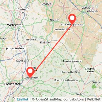 Stratford-upon-Avon Cheltenham bus map