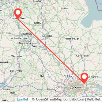 Stoke-on-Trent Romford bus map