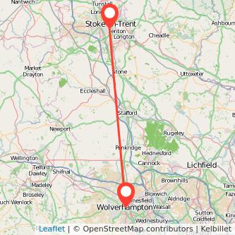 Stoke-on-Trent Wolverhampton train map