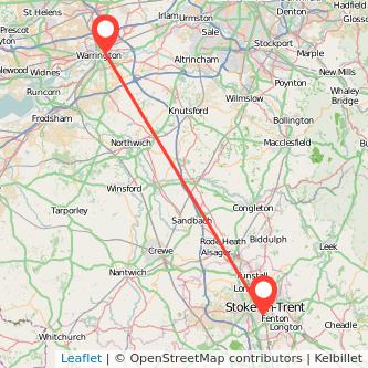 Stoke-on-Trent Warrington train map