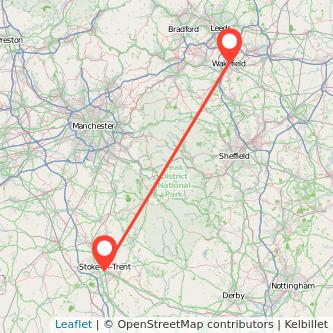 Stoke-on-Trent Wakefield train map