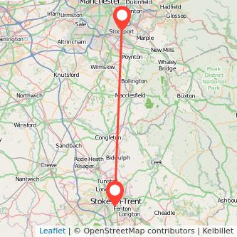 Stoke-on-Trent Stockport bus map