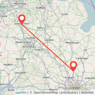 Stoke-on-Trent Stevenage bus map