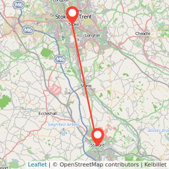 Stoke-on-Trent Stafford train map