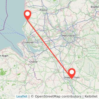 Stoke-on-Trent Southport train map