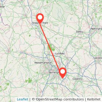 Stoke-on-Trent Solihull train map