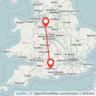 Stoke-on-Trent Salisbury train map