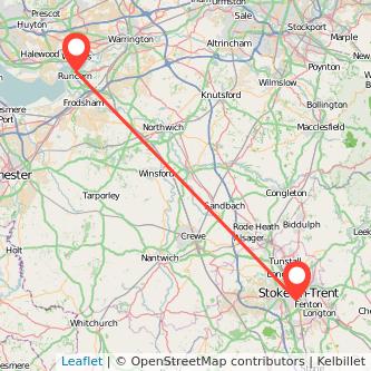 Stoke-on-Trent Runcorn bus map