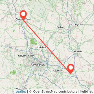 Stoke-on-Trent Rugby train map