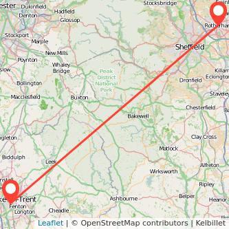 Stoke-on-Trent Rotherham train map