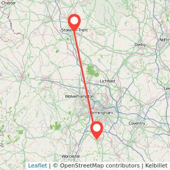 Stoke-on-Trent Redditch train map