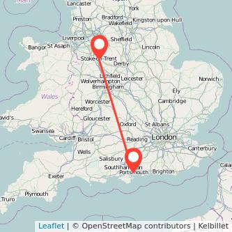 Stoke-on-Trent Portsmouth bus map