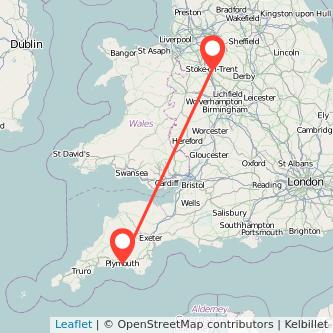 Stoke-on-Trent Plymouth bus map