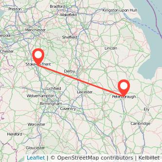 Stoke-on-Trent Peterborough train map