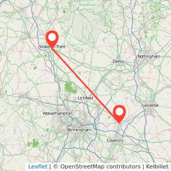 Stoke-on-Trent Nuneaton train map