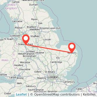 Stoke-on-Trent Norwich bus map