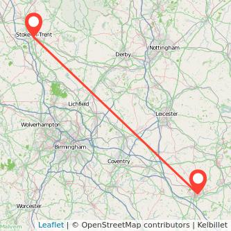 Stoke-on-Trent Northampton bus map