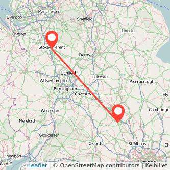 Stoke-on-Trent Milton Keynes bus map