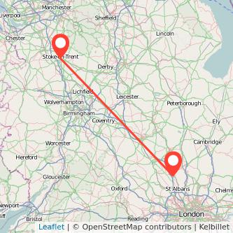 Stoke-on-Trent Luton train map