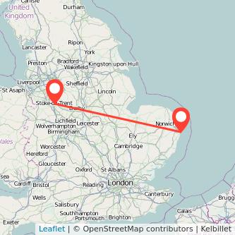 Stoke-on-Trent Lowestoft train map