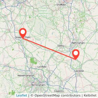 Stoke-on-Trent Loughborough train map