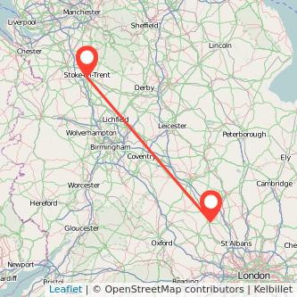 Stoke-on-Trent Leighton Buzzard train map