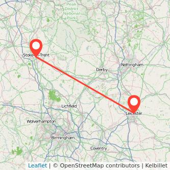 Stoke-on-Trent Leicester train map