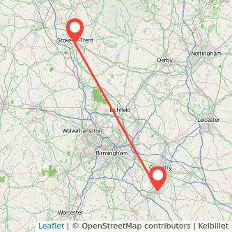 Stoke-on-Trent Leamington train map