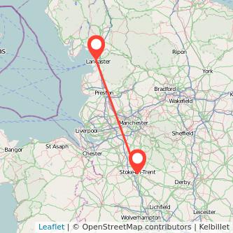 Stoke-on-Trent Lancaster bus map