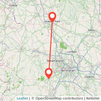 Stoke-on-Trent Kidderminster train map