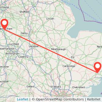 Stoke-on-Trent Ipswich bus map