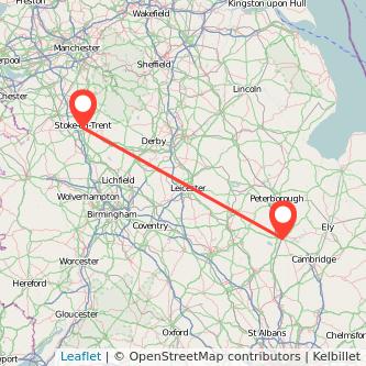 Stoke-on-Trent Huntingdon train map