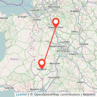 Stoke-on-Trent Hereford bus map