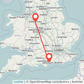 Stoke-on-Trent Havant bus map