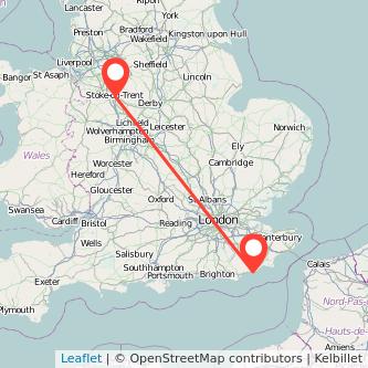 Stoke-on-Trent Hastings train map