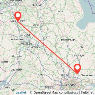 Stoke-on-Trent Harlow train map