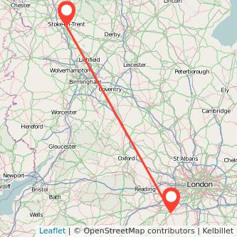 Stoke-on-Trent Guildford bus map