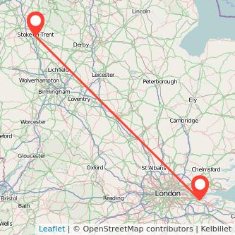 Stoke-on-Trent Gravesend bus map