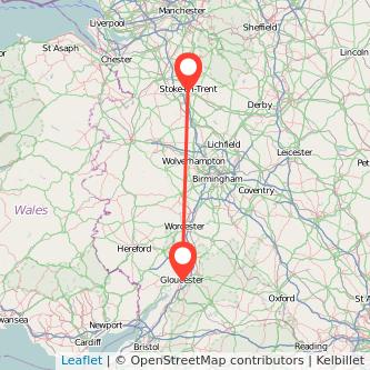 Stoke-on-Trent Gloucester bus map