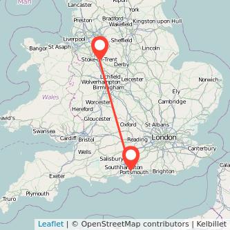 Stoke-on-Trent Fareham train map